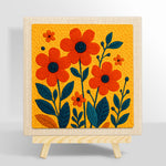 Vibrant orange florals punch needle kit for beginners