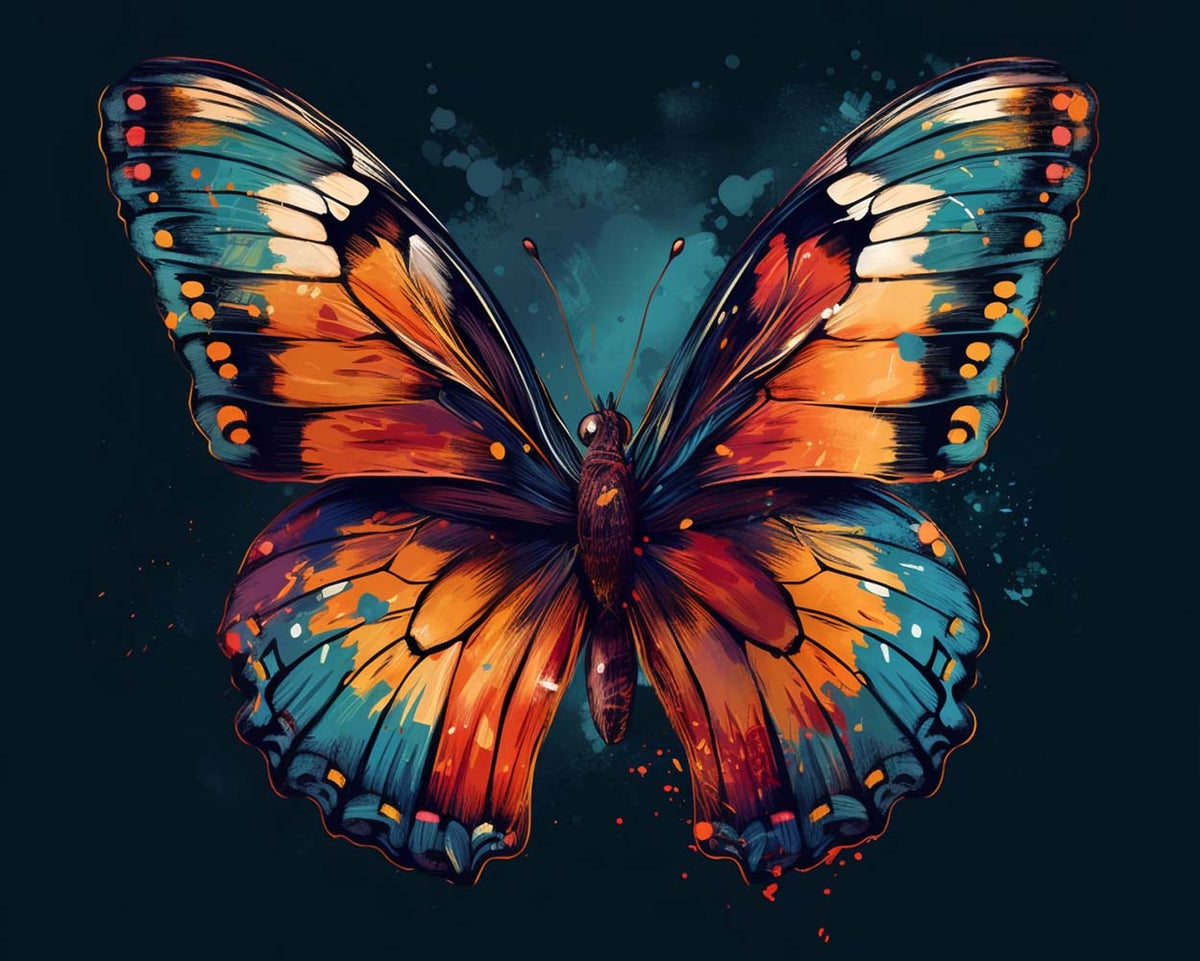 Vibrant painted butterfly cross stitch kit for beginners