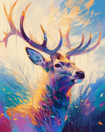 Vibrant painted stag cross stitch kit for beginners
