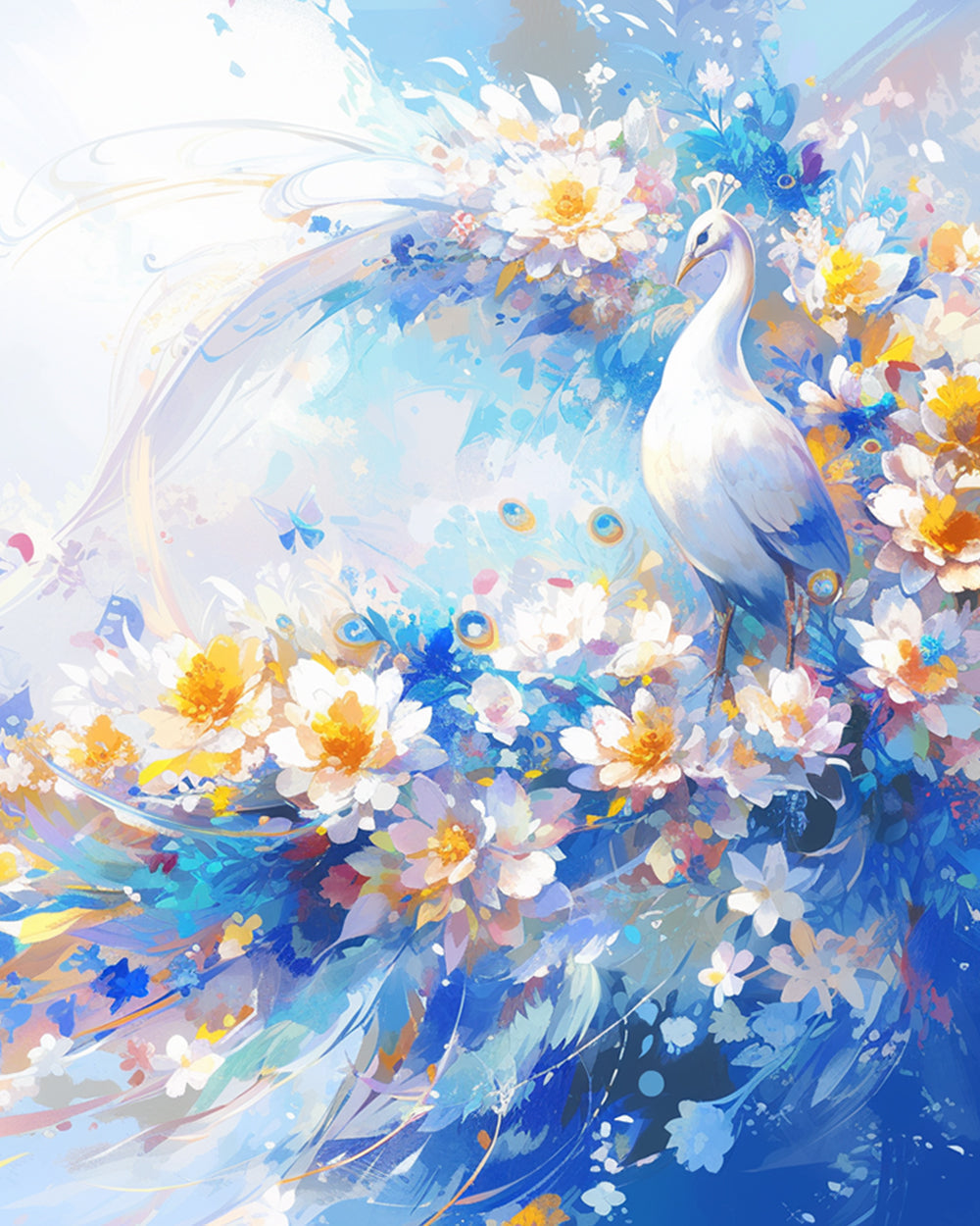 Vibrant peacock floral art cross stitch kit for beginners