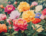 Vibrant peony garden blooms cross stitch kit for beginners