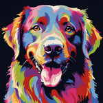 Vibrant pop art dog portrait cross stitch kit for beginners