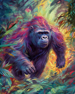 Vibrant rainbow jungle gorilla cross stitch kit for beginners