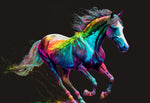 Vibrant rainbow stallion cross stitch kit for beginners