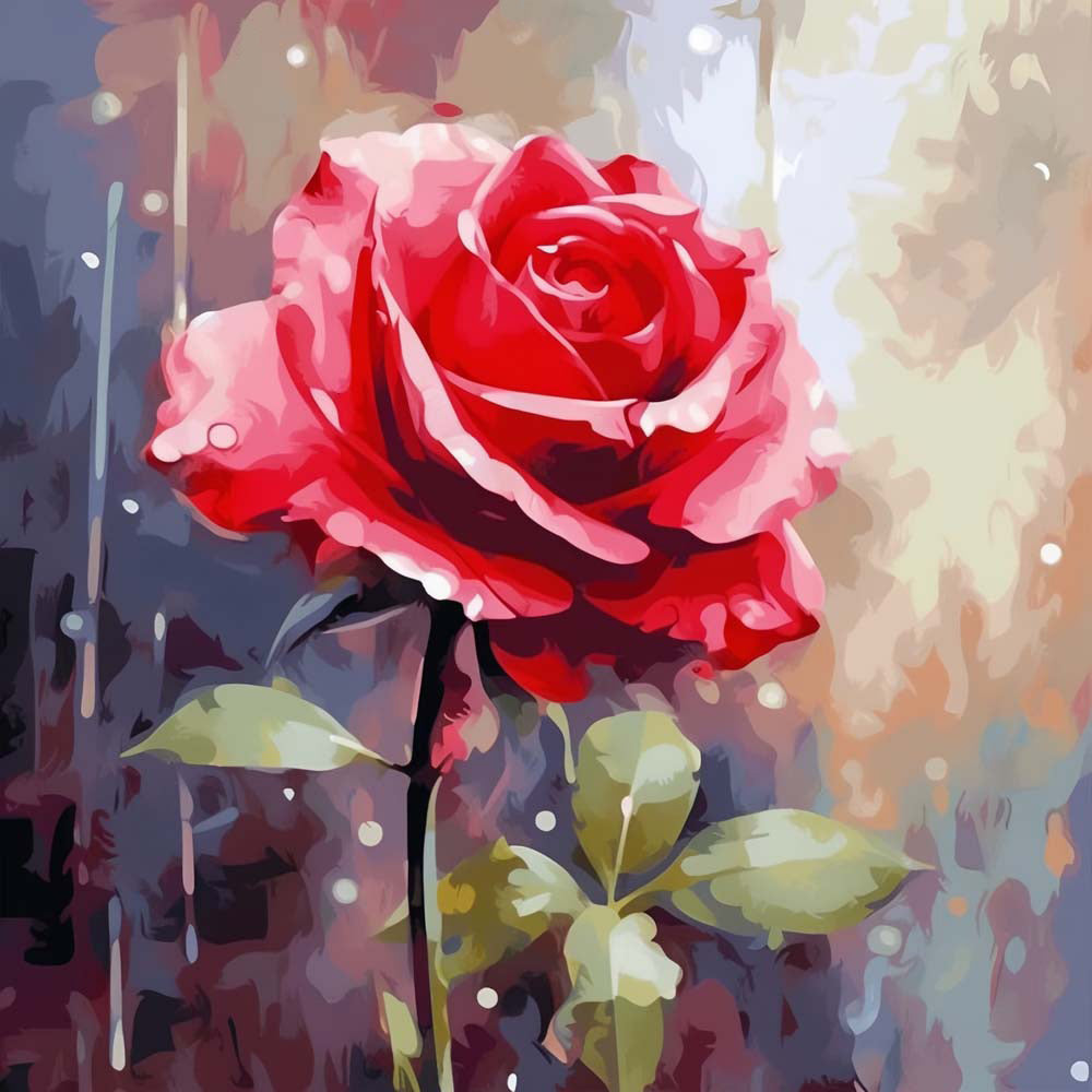 Vibrant red rose painting cross stitch kit for beginners