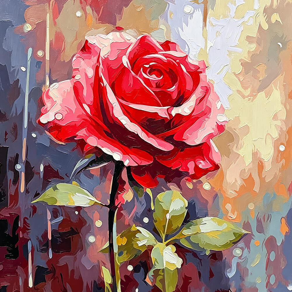 Vibrant red rose painting paint by numbers kit for beginners