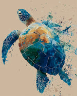 Vibrant sea turtle art cross stitch kit for beginners