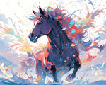 Vibrant splash horse cross stitch kit for beginners