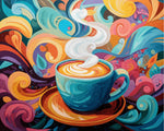 Vibrant swirl coffee painting cross stitch kit for beginners