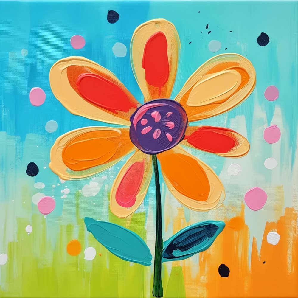 Vibrant textured daisy art cross stitch kit for beginners