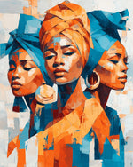 Vibrant tribal women cross stitch kit for beginners