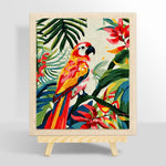 Vibrant tropical macaw parrot punch needle kit for beginners