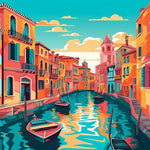 Vibrant venice canal view cross stitch kit for beginners