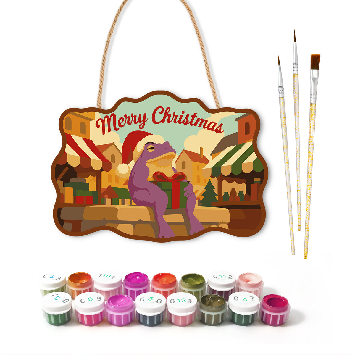 Village gift moment paint by numbers door hanger with paints and brushes