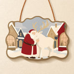 Village santa embrace paint by numbers door hanger finished design
