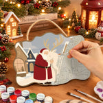 Village santa embrace paint by numbers door hanger painting process