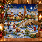 Village winter night scene pearl diamond painting kit for beginners