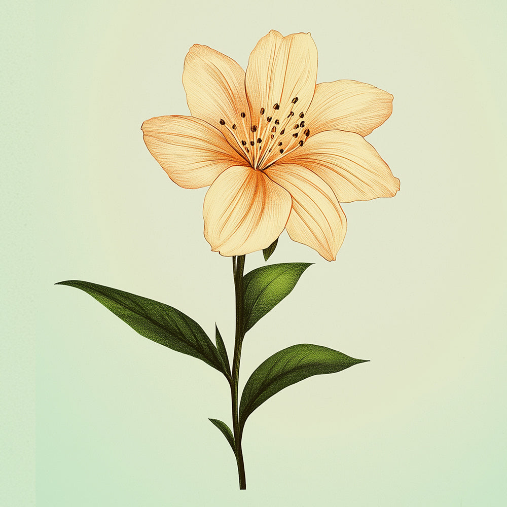 Vintage botanical lily illustration cross stitch kit for beginners