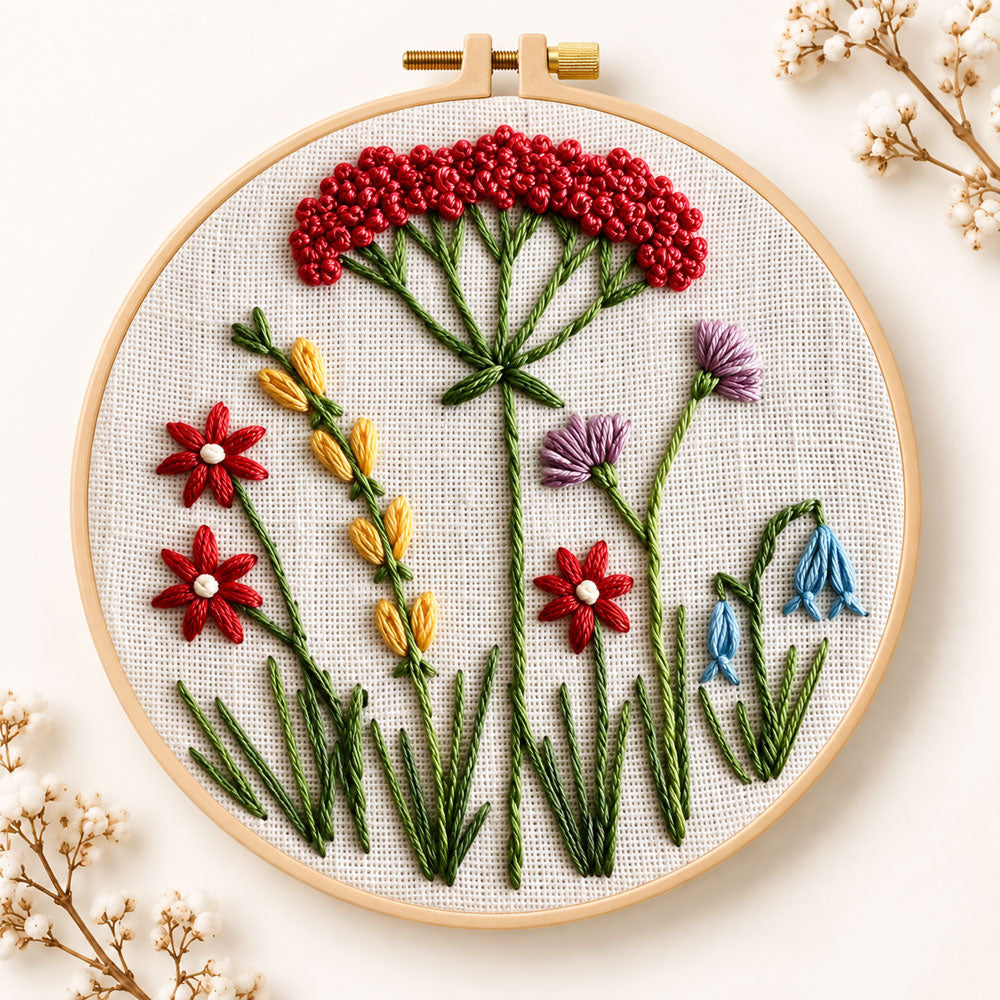 Vintage floral cluster embroidery kit