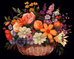 Vintage flower basket cross stitch kit for beginners