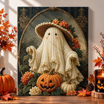 Vintage ghost wearing straw hat pearl diamond painting kit for beginners