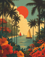 Vintage hawaiian coast cross stitch kit for beginners