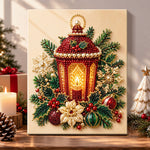Vintage holiday lantern pearl diamond painting kit for beginners