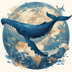 Vintage map blue whale cross stitch kit for beginners