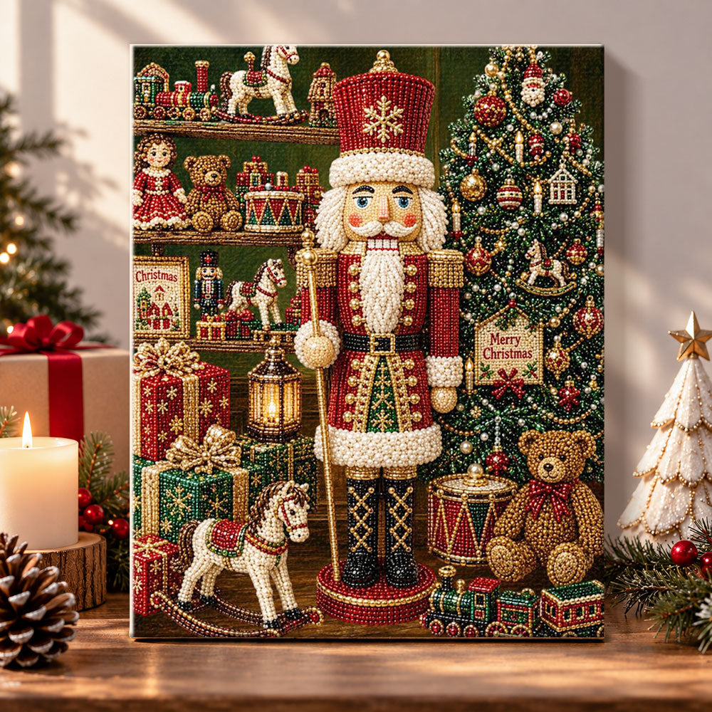 Vintage nutcracker christmas scene pearl diamond painting kit for beginners