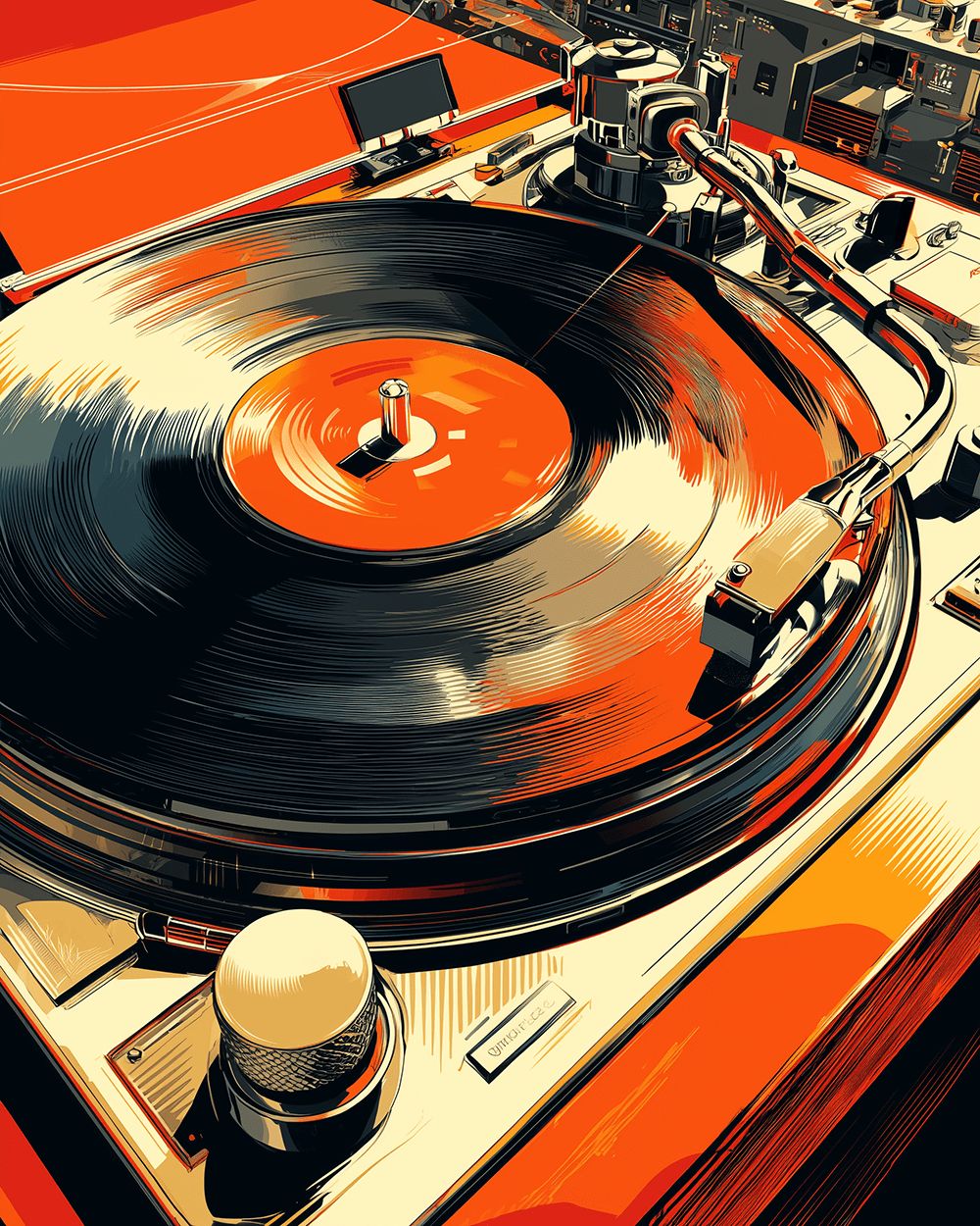 Vintage record player turntable paint by numbers kit for beginners