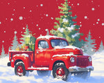 Vintage red christmas truck cross stitch kit for beginners