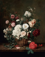 Vintage rose basket still life cross stitch kit for beginners