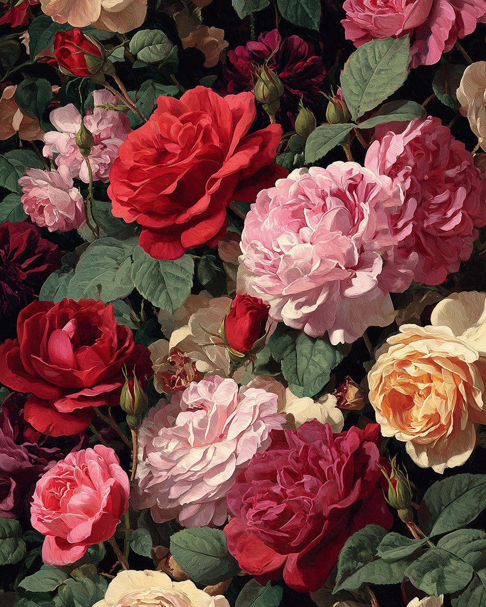 Vintage rose blooms cross stitch kit for beginners