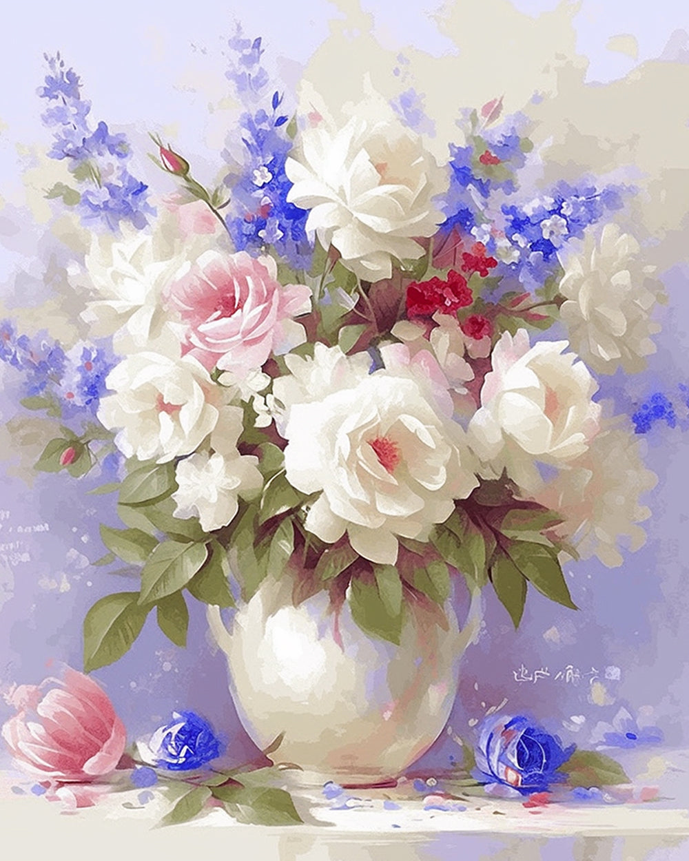 Vintage rose bouquet cross stitch kit for beginners