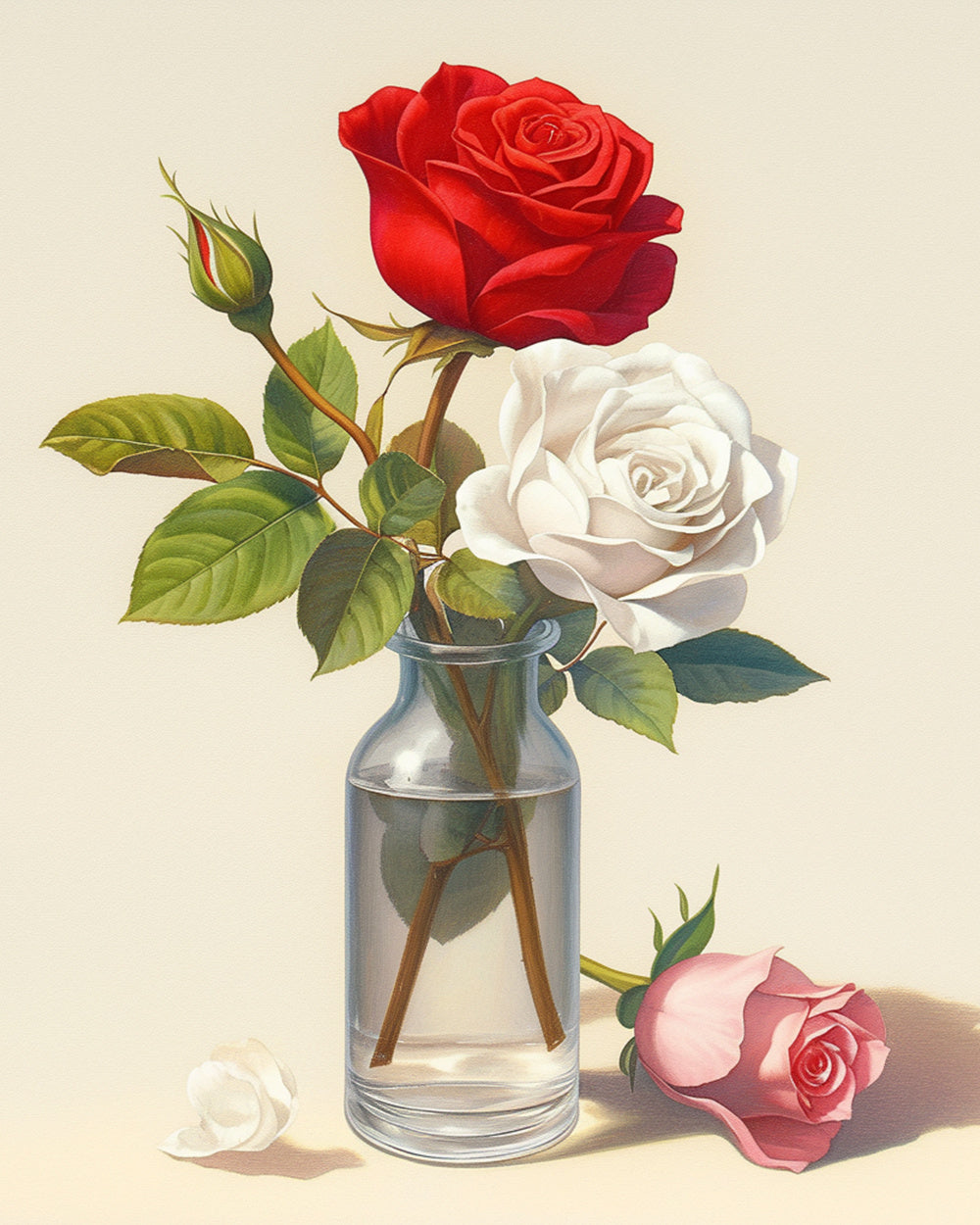 Vintage rose still life cross stitch kit for beginners