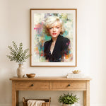 Finished vintage star portrait cross stitch artwork displayed as home decor