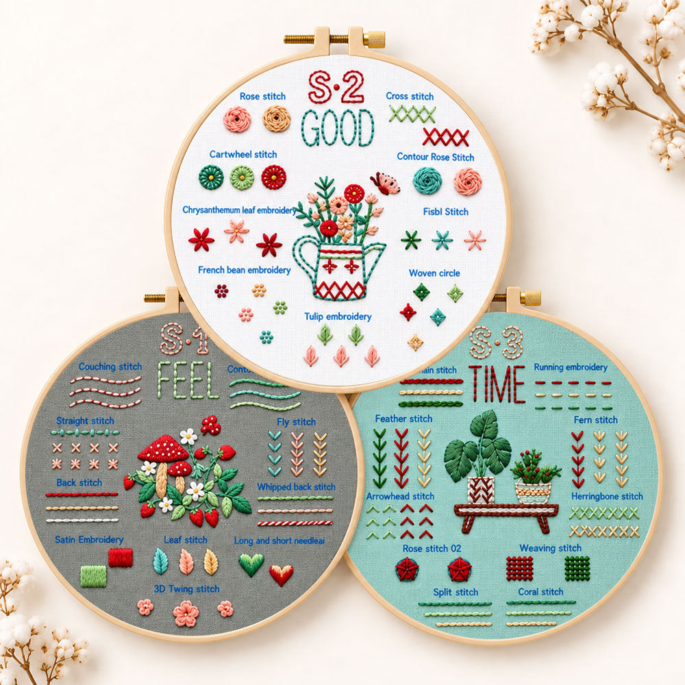 Vintage stitch art display embroidery kit