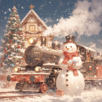 Vintage train and snowman cross stitch kit for beginners
