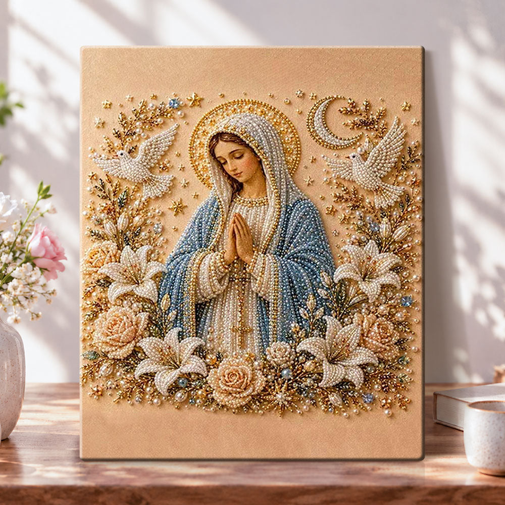 Virgin mary in prayer pearl diamond painting kit for beginners
