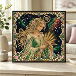 Finished virgo maiden pearl diamond painting artwork displayed as home decor