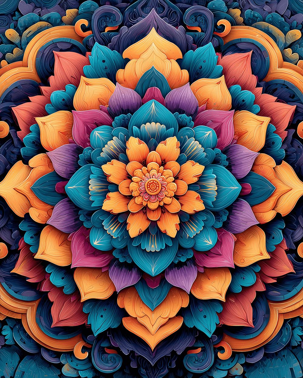 Vivid 3d floral mandala cross stitch kit for beginners