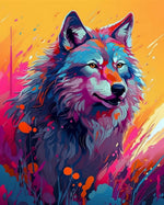 Vivid brushstroke wolf cross stitch kit for beginners