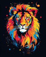 Vivid splash‑art lion cross stitch kit for beginners