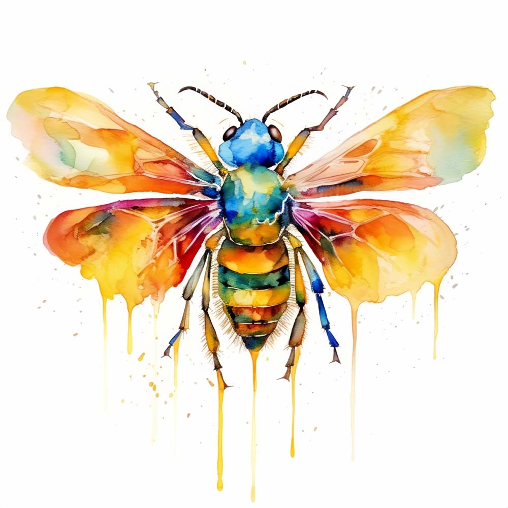 Vivid watercolor bee cross stitch kit for beginners