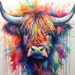 Vivid watercolor highland cow cross stitch kit for beginners
