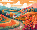 Warm autumn countryside cross stitch kit for beginners