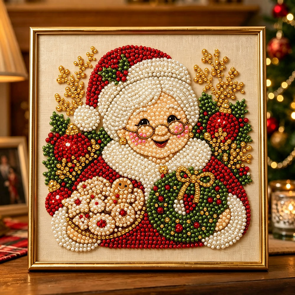 Warm christmas grandmother pearl diamond painting kit for beginners