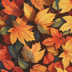 Warm golden and red autumn leaves cross stitch kit for beginners