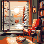 Warm indoor winter view cross stitch kit for beginners
