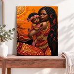Finished warm mother’s embrace pearl diamond painting artwork displayed as home decor